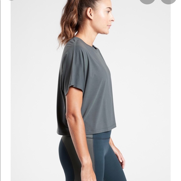 ATHLETA NWT Legend Short Sleeve Crop Tee Bali Green 2x Anti Odor - Picture 4 of 7